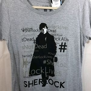Sherlock Homes T- Shirt (junior)XL Gray
